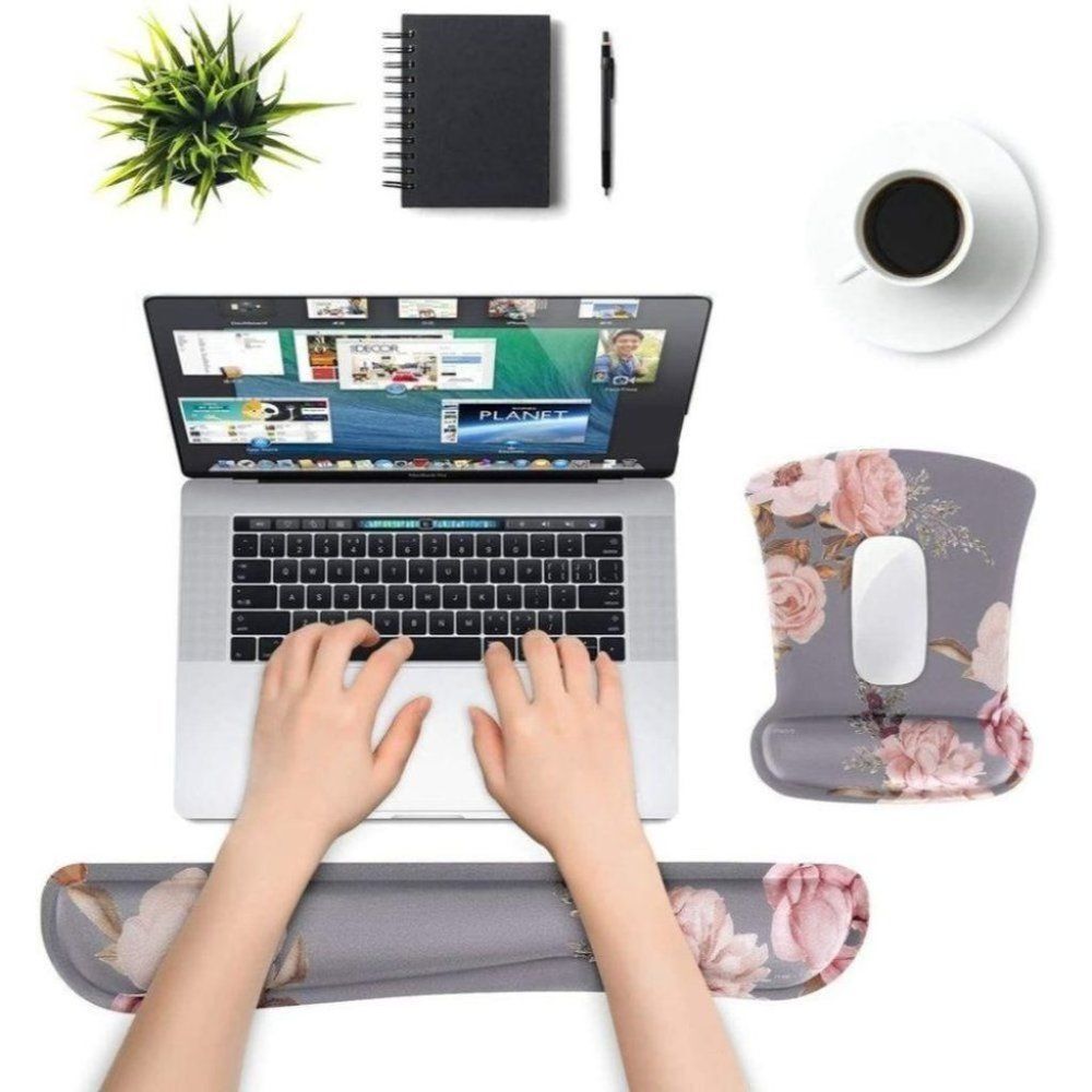 Elegant Floral Keyboard Wrist Rest Set - Picture 4 of 4